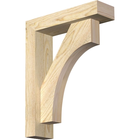 Ekena Millwork Westlake Block Rough Sawn Bracket w/ Offset Brace, Douglas Fir, 4"W x 14"D x 18"H BKT0402X14X18WTL05RDF